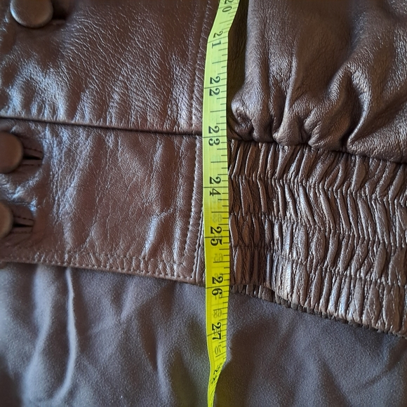 Women's Leather Fur Bomber Coat Large L Brown Mink Fur Vintage Reversible Luxury - Picture 10 of 13